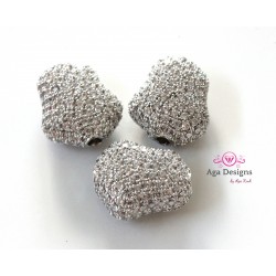 Egg Beads, CZ Pave Beads, 16x11mm, Cubic Zirconia Pave Bead, Oval Beads with Clear CZ Pave